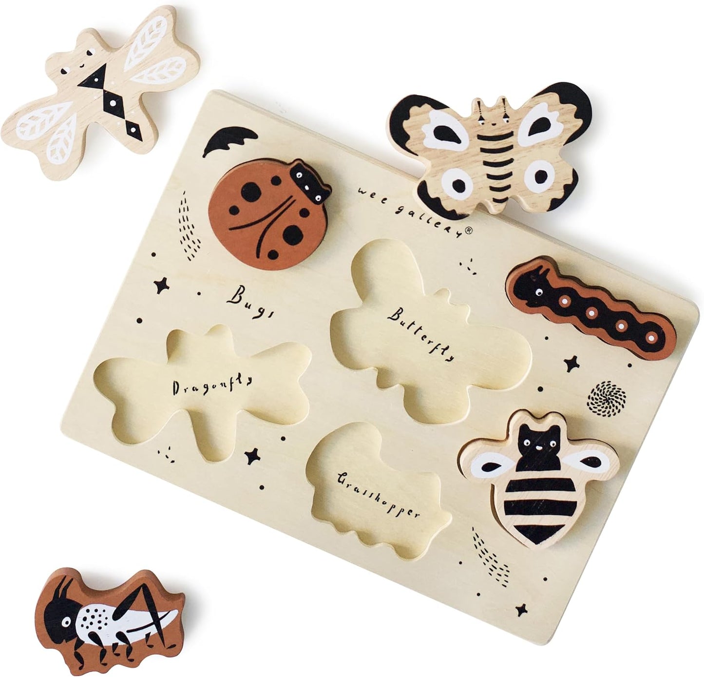Wee Gallery Wooden Puzzles for Toddlers 1-3 – Count to Ten Ladybugs Toddler Puzzle, Puzzles for 1 Year Old & Up, Wooden Toddler Puzzle for Fine Motor Skills & Early Number Learning