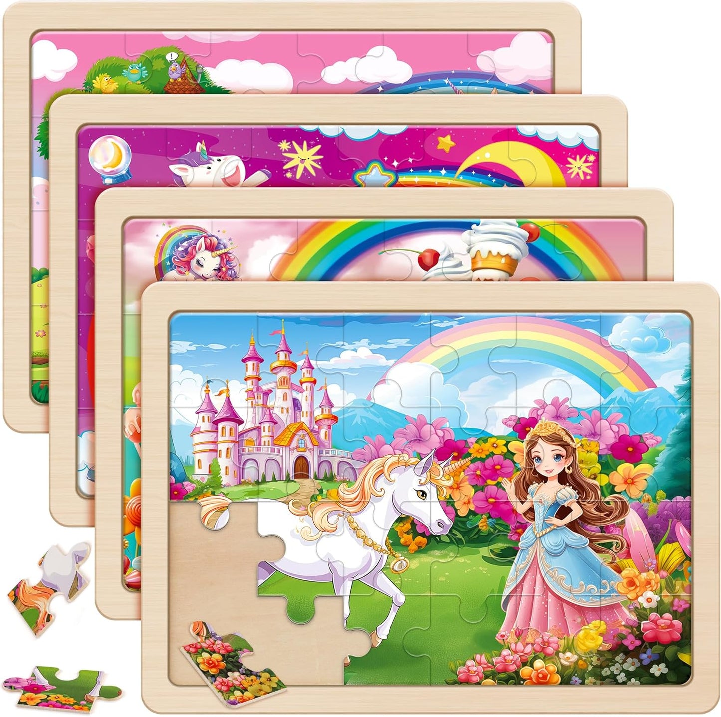 SYNARRY Large US World Earth Solar System Wooden Puzzles for Kids Gift Box(12.2 * 9.4 in), Puzzles for Toddlers 3-5, Wood Puzzles for Kids Ages 4-6, Easter Basket Stuffers Gifts for Kids