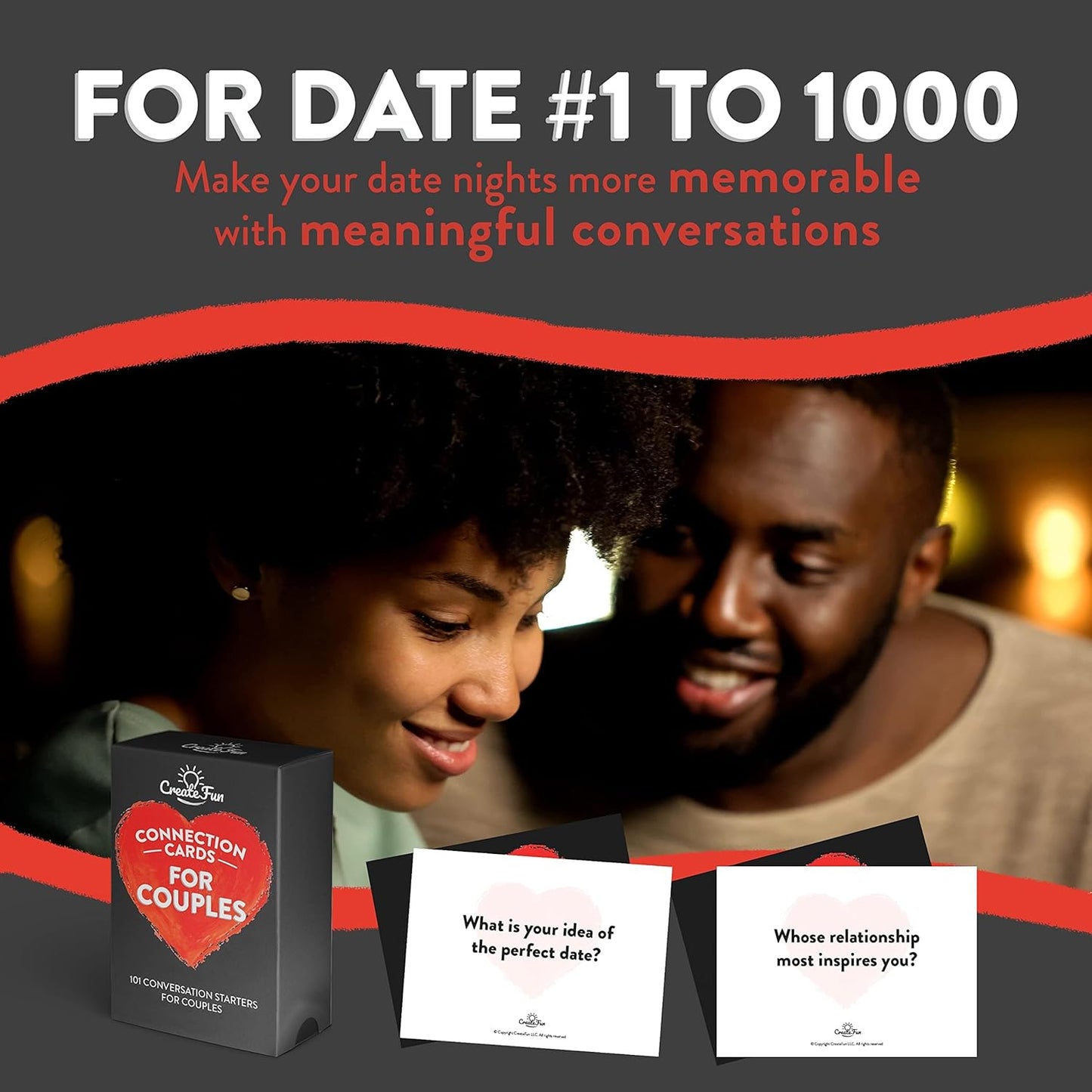 CreateFun Couple Connection Cards – 101 Engaging & Thought-Provoking Conversation Starter Cards | Gifts for Valentine’s Day, Anniversaries, Couples & Fun Games