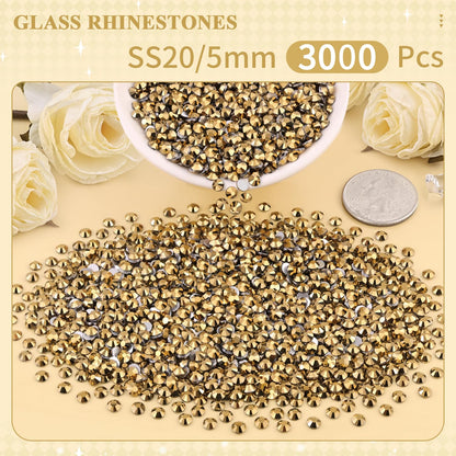 5000PCS SS6/2mm Glass Crystal Rhinestones (Clear), Bedazzling Flatback Rhinestones for Crafting DIY Crafts Nail Art Makeup Decoration, Gems Diamond Charms for Tumbler Shoes Clothing Mug