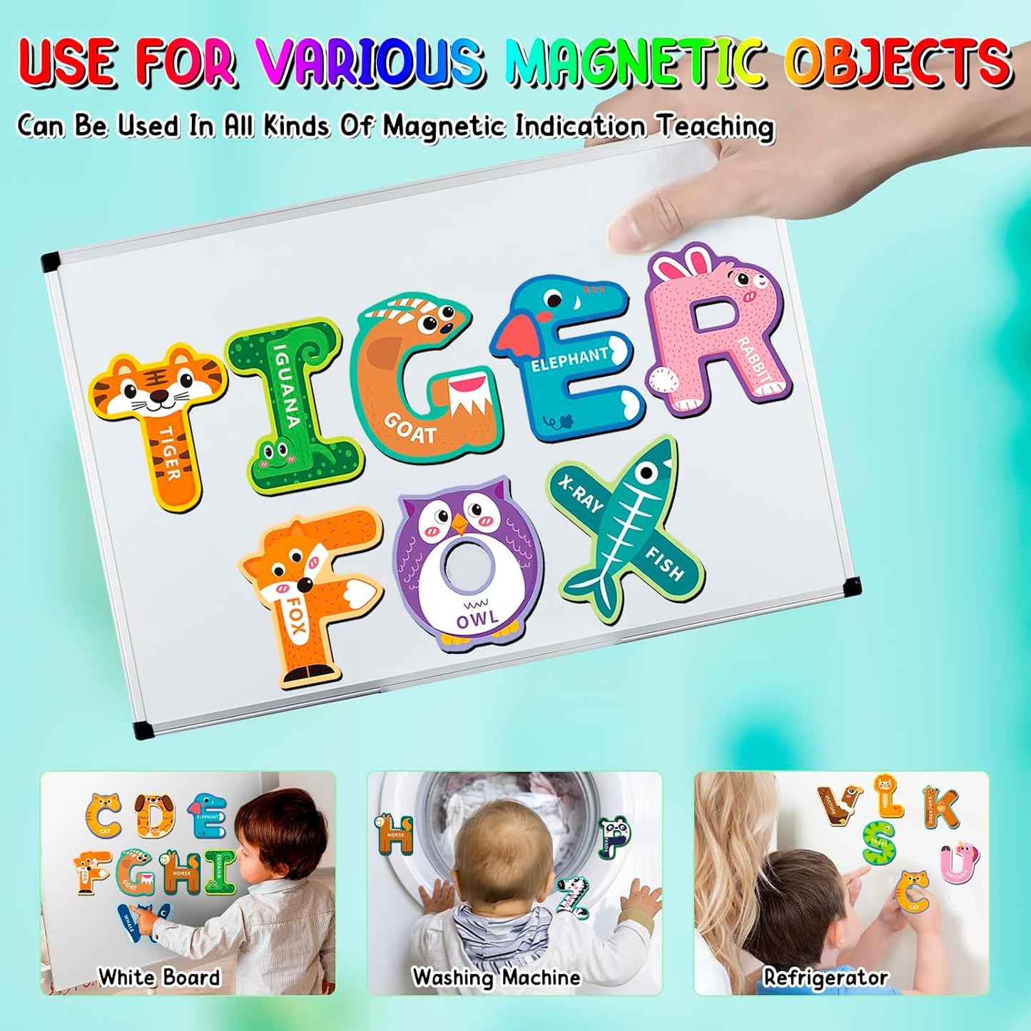 Fridge Magnets for Toddlers 1-3, Alphabet Magnets, Magnetic Alphabet Letters, ABC Magnets for Toddlers 1-3 Refrigerator, Letter Magnets for Fridge, Magnetic Toys for Toddlers 1-3
