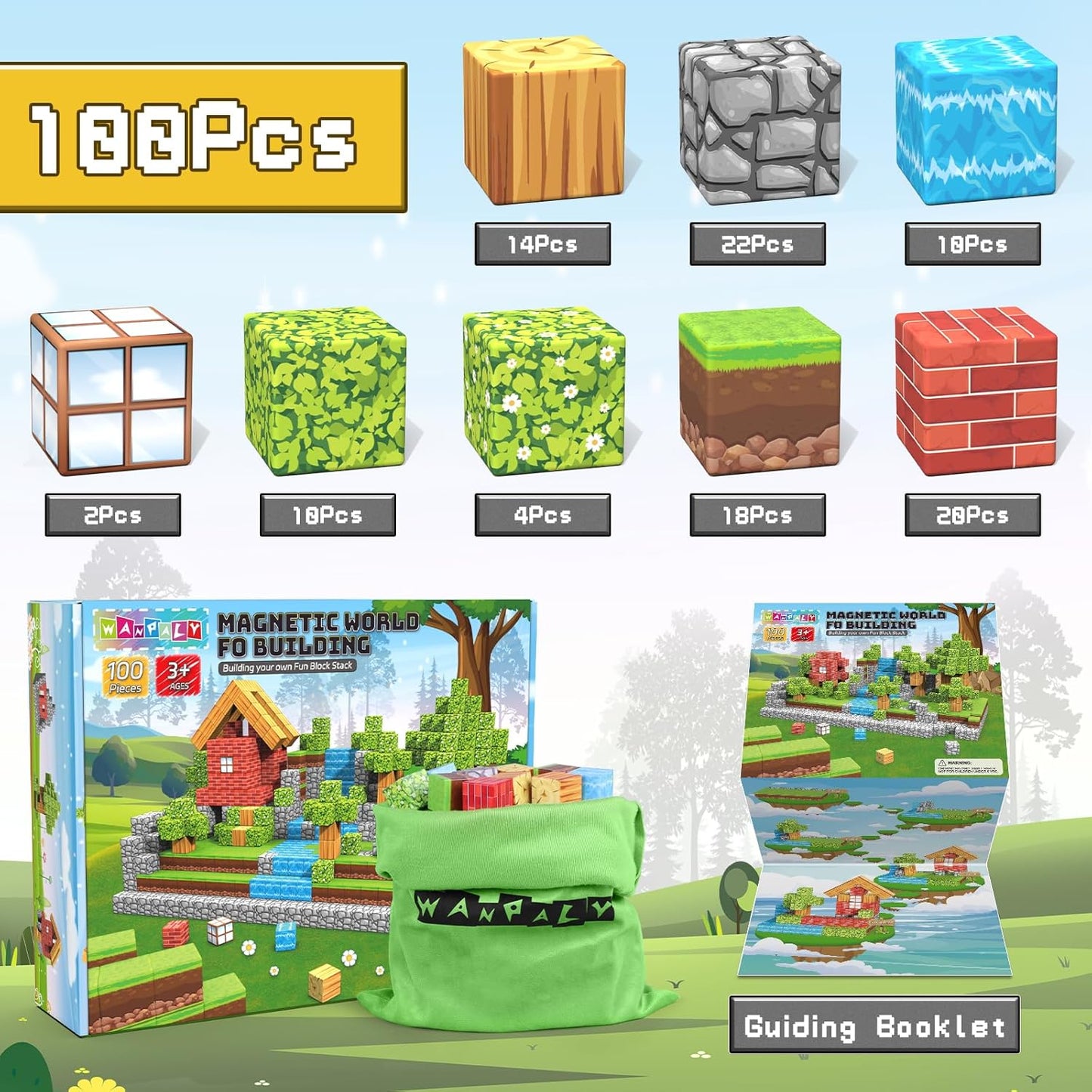 100PCS Magnetic Blocks, 1 inch Building Blocks for Kids, SETM Sensory Toys for Toddlers, Building Blocks Cubes, Birthday Gift for Boys and Girls Aged 3-12 Creative Construction Toys