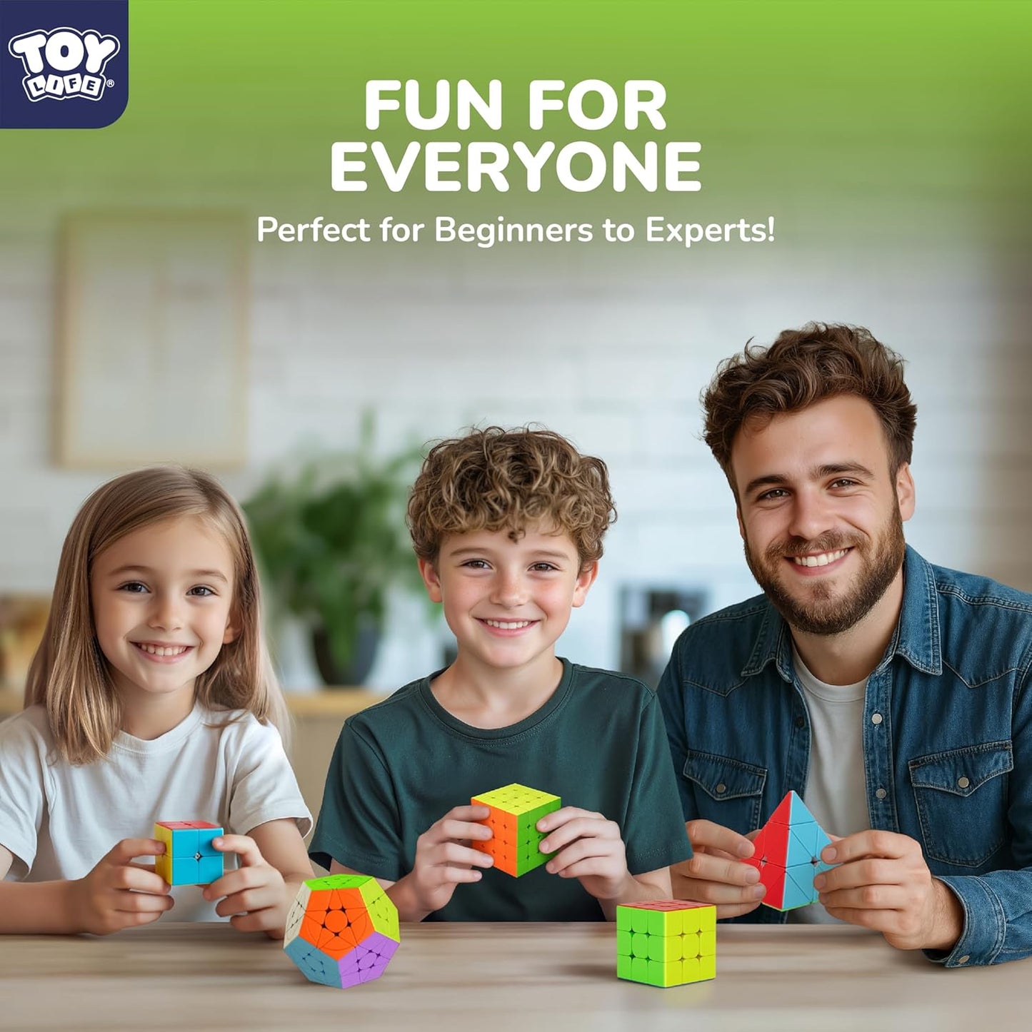 STEAM Life Speed Cube Set, Speed Cube Set of 2x2 3x3 4x4 Megaminx and Pyramid Cube Smoothly Stickerless Magic Cubes Collection for Kids & Adults