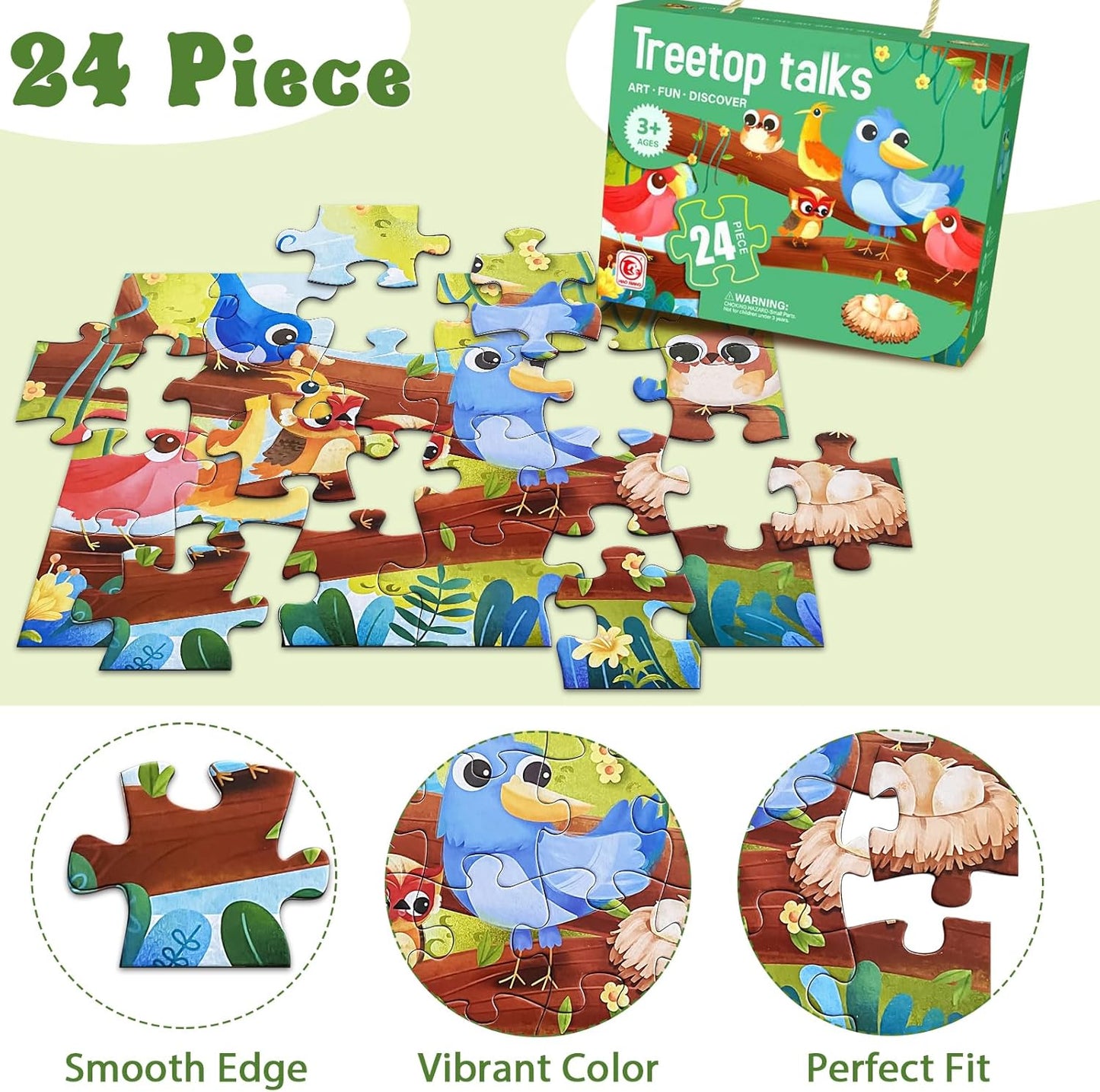 Jumbo Floor Puzzle for Kids, Large Jigsaw Puzzles 24 Piece for Kids Ages 3-5,Preschool Learning & Education Toys, Gifts for 4-8 Year Old Boys and Girls (Jungle Animals)
