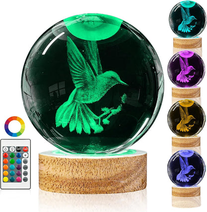 3D Solar System Crystal Ball Night Light with 16 Color Wooden LED Base Upgraded 3.15 In Galaxy Planets Ball Lamp with Remote for Birthday Christmas, Astronomy Space Gifts for Boys Girls Kids