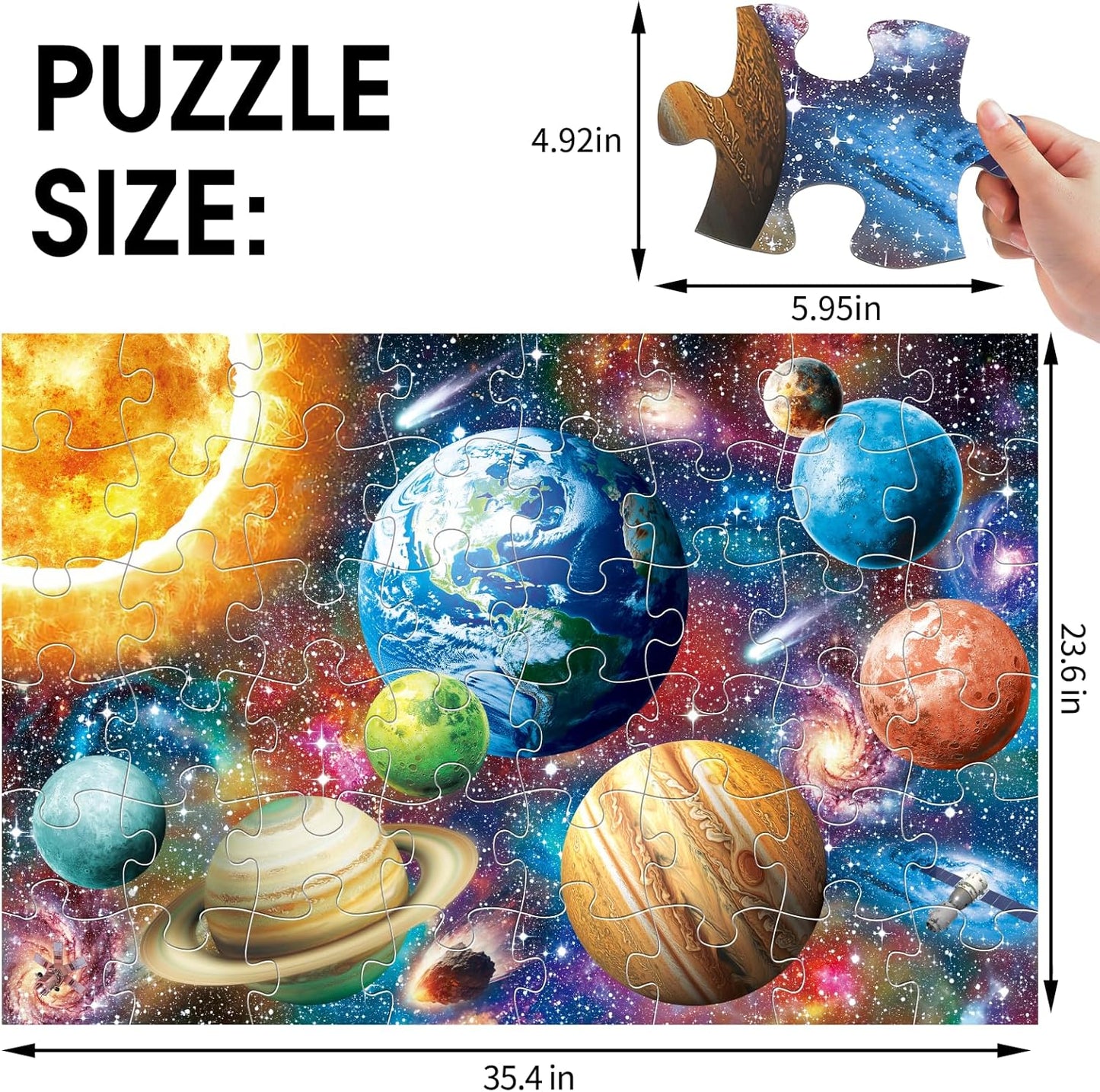 Jumbo Floor Puzzle for Kids,World Map Jigsaw Geography Puzzles,48 Piece Globe Atlas Puzzle with Continents,United States Puzzle for Ages 3-5,Preschool Learning Toys Easter Gift for 4-8 Years Old