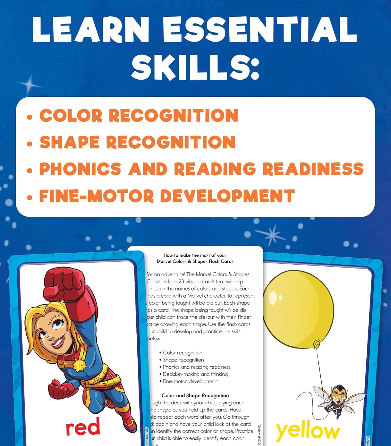 Marvel BIG Colors and Shapes Flash Cards for Toddlers Ages 3+, Colors and Shapes Recognition and Tracing Practice, Avengers Preschool and Kindergarten, Flash Cards for Toddlers