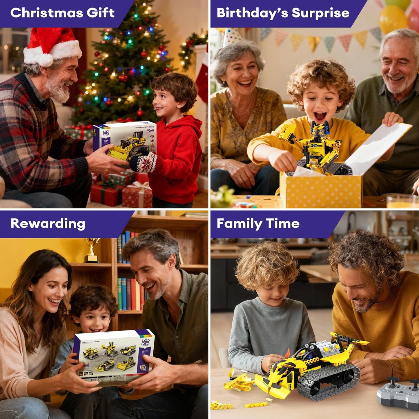 LECPOP 5 in 1 Building Toys STEM Robotics Kit, 430 PCS Blocks RC Robot Erector Sets, APP & Remote Control Excavator Science Kits for Kids Age 6 7 8 9 10 11 12-14, DIY Educational Gift for Boys & Girls