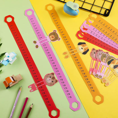 Eersida 24 Pcs Slide and Learn Number Lines 0 to 30 PVC Math Number Line for Student Animal Positive Integers Slide Rules Childhood Education Materials for School,16.5 x 1.5 Inch(Bright Colors)