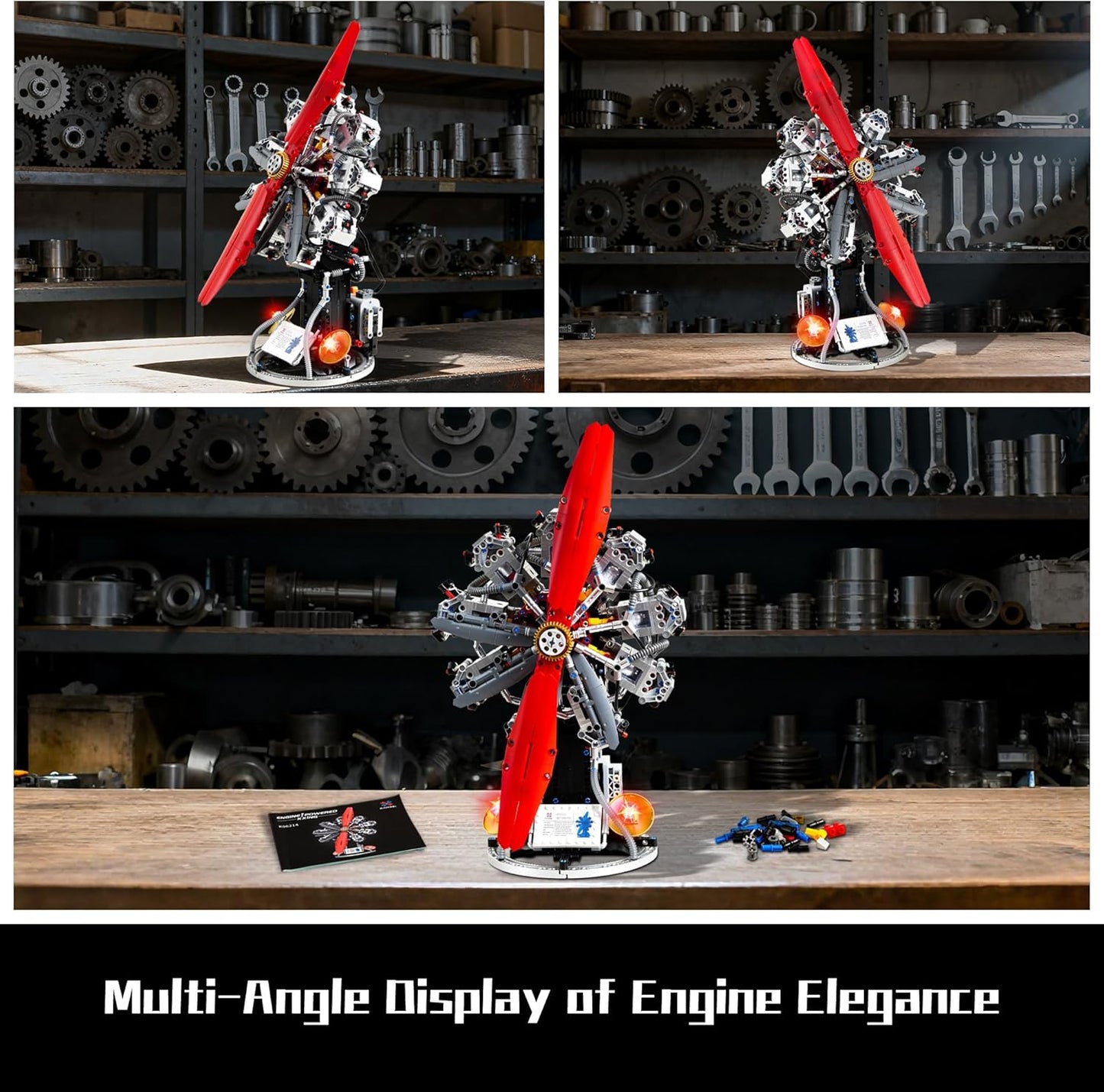 V8 Engine Model Kit that Runs,Visible Building Toys with APP Control, Motor & LED Light, Mini Engine kit for Adults & Boys Kids 14+ Years Old (770PCS)