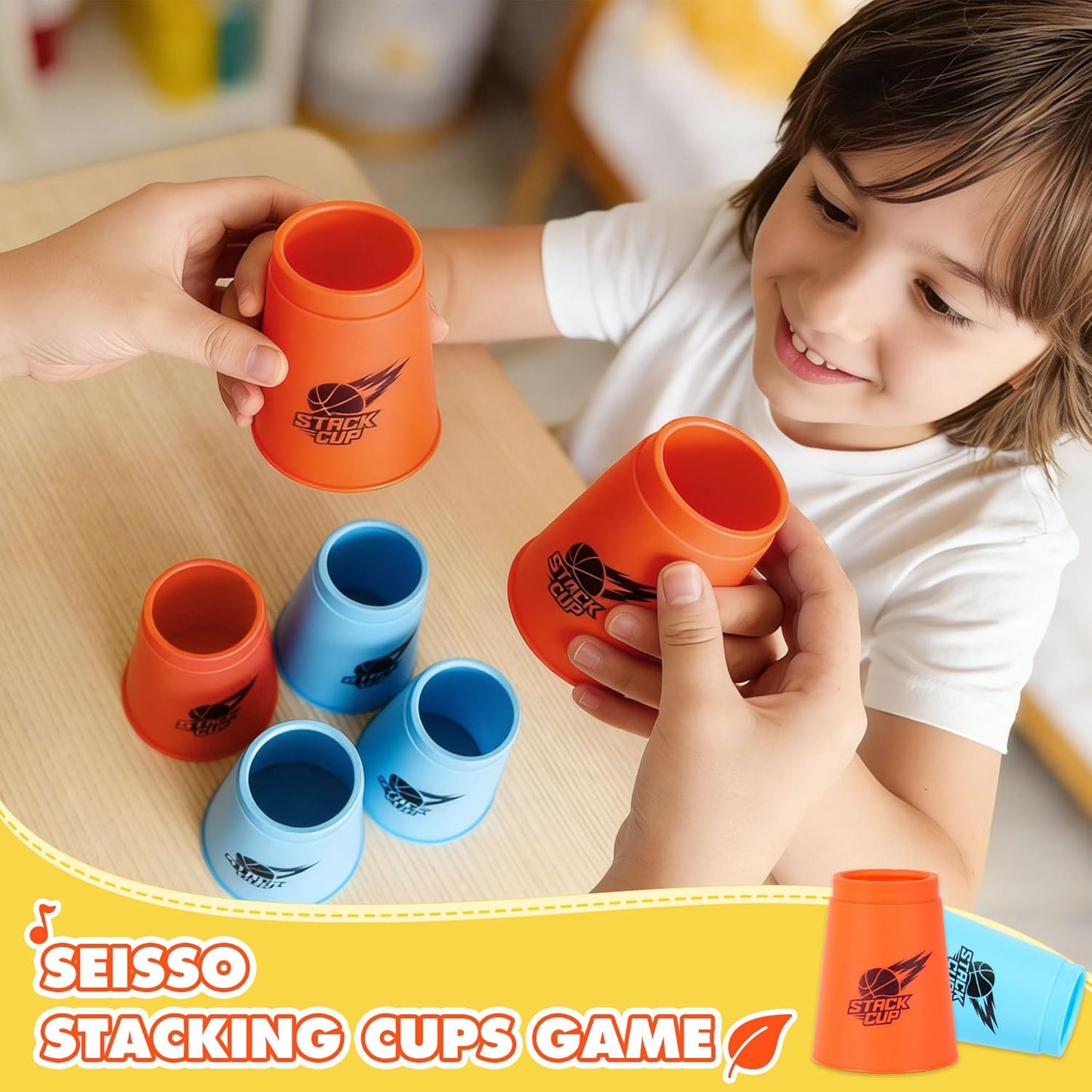 SEISSO Quick Stacking Cups, Stacking Cup Set Classic Stack Training Game Toys,12PCS Purple Stacking Cup Set for Boys Girls Kids