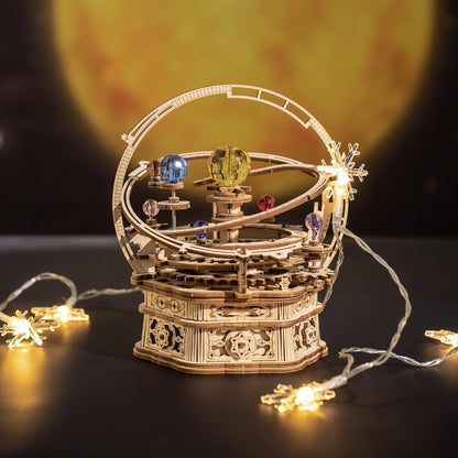 ROBOTIME 3D Puzzles for Adults Model Kits for Adults Hobbies for Men/Women Rotating Starry Night Wooden Puzzle Music Box AMK51
