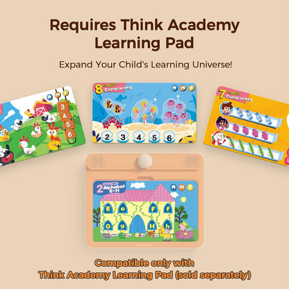 Think Academy Level 2 Flash Cards for Kids Ages 4+, Compatible with Learning Pad, Montessori-Inspired Learning Toys to Learn Phonics, Early Math, Logic, Teamwork & Daily Life