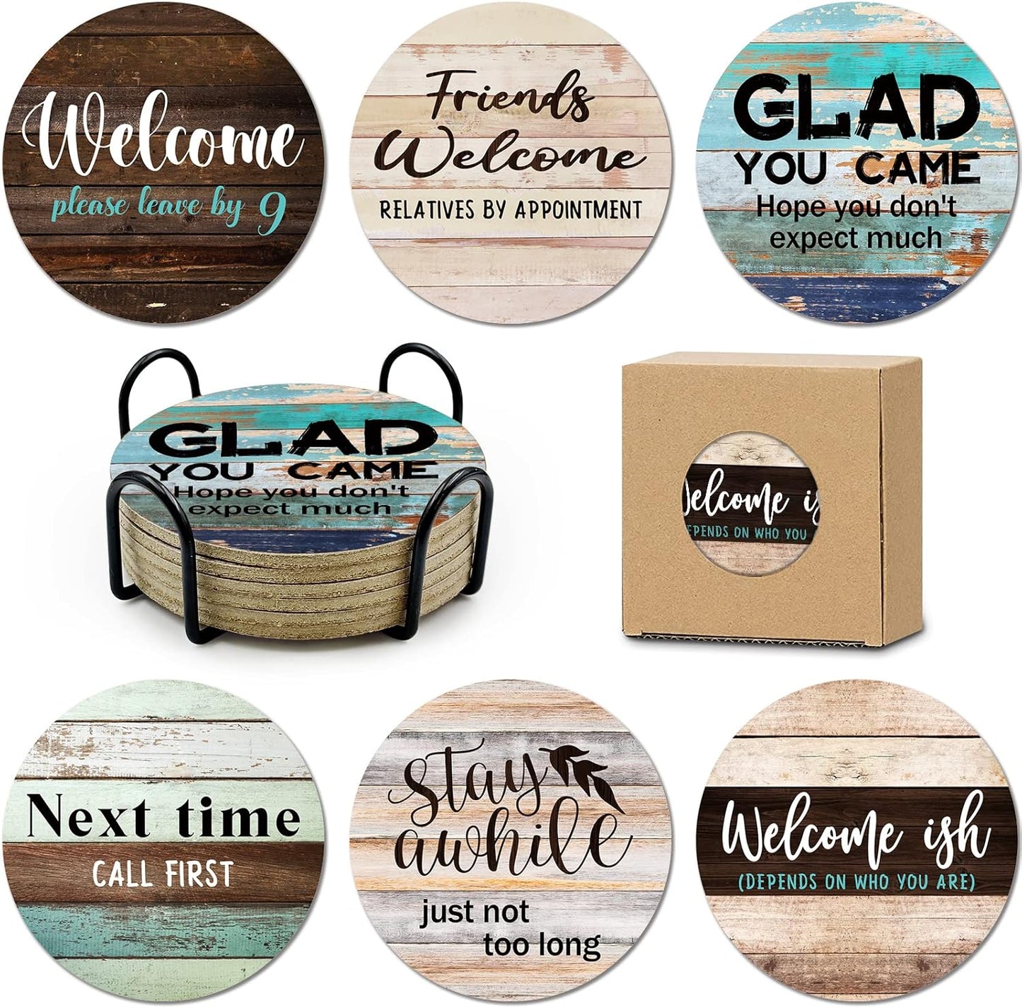 Golden Girls TV Show Merchandise,6 PCS Cork Coasters for Drinks,Funny Set with Coasters Holder,Golden Girls Fans Clean Dirty Dishwasher Magnet,Refrigerator Sign Kitchen Decor Gifts