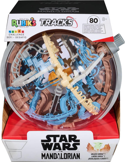 Rubik’s Cube, Rubik’s Tracks Star Wars, Mandalorian-Themed 3D Gravity Maze & 3D Puzzle Game with 80 Obstacles, Grogu Miniature Inside, Problem-Solving Challenging Brain Teaser Fidget Toy, Ages 8 & Up