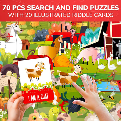 United States Puzzles for Kids Ages 4-6 - 70 Pcs USA Map Kids Puzzle with 50 Cards 400+ USA Facts - State & Capitals Floor Jigsaw Puzzles for Children 6-8 - Educational Toys Gift for Boys Girls