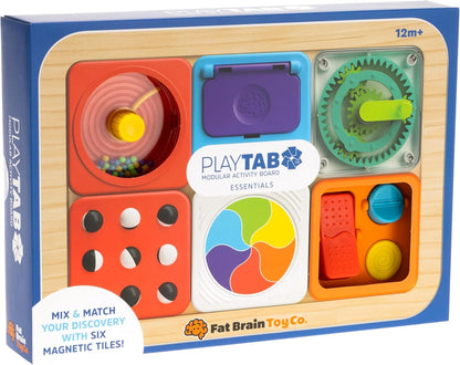 Fat Brain Toys PlayTab Essentials, Modular Sensory Activity Board, Busy Board for Toddlers and Babies Ages 12 Months+