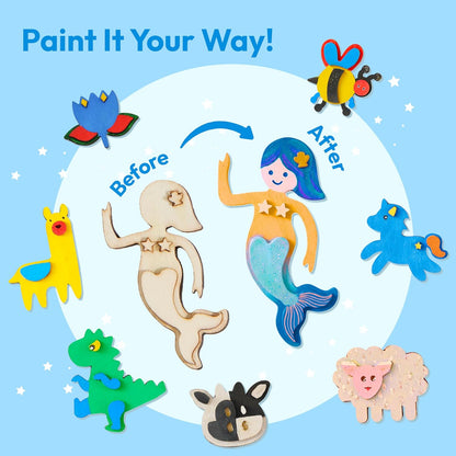 JOYIN 12 Wooden Magnet Creativity Arts & Crafts Painting Kit for Kids, Decorate Your Own Painting Gift for Halloween Crafts, Birthday Parties and Family Crafts, Party Favors for Boys Girls