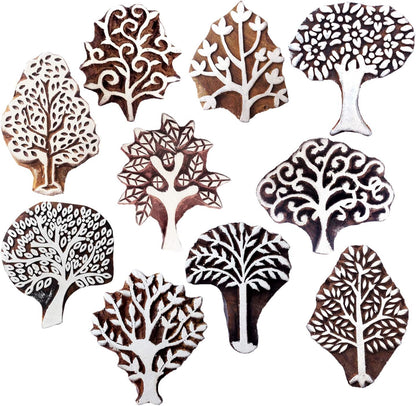 Royal Kraft Wooden Stamps for Block Printing on Saree Border, Textile, Clay, Pottery, Tattoo (Set of 10) MXtag0006
