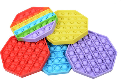 5 Pack Silicone Bubble Sensory Pop Fidget Toy, Office Toys, Anxiety Relief Squeeze Sensory, Autism, ADHD and Special Needs Stress Reliever, 5 Colors Including Rainbow by Treycer