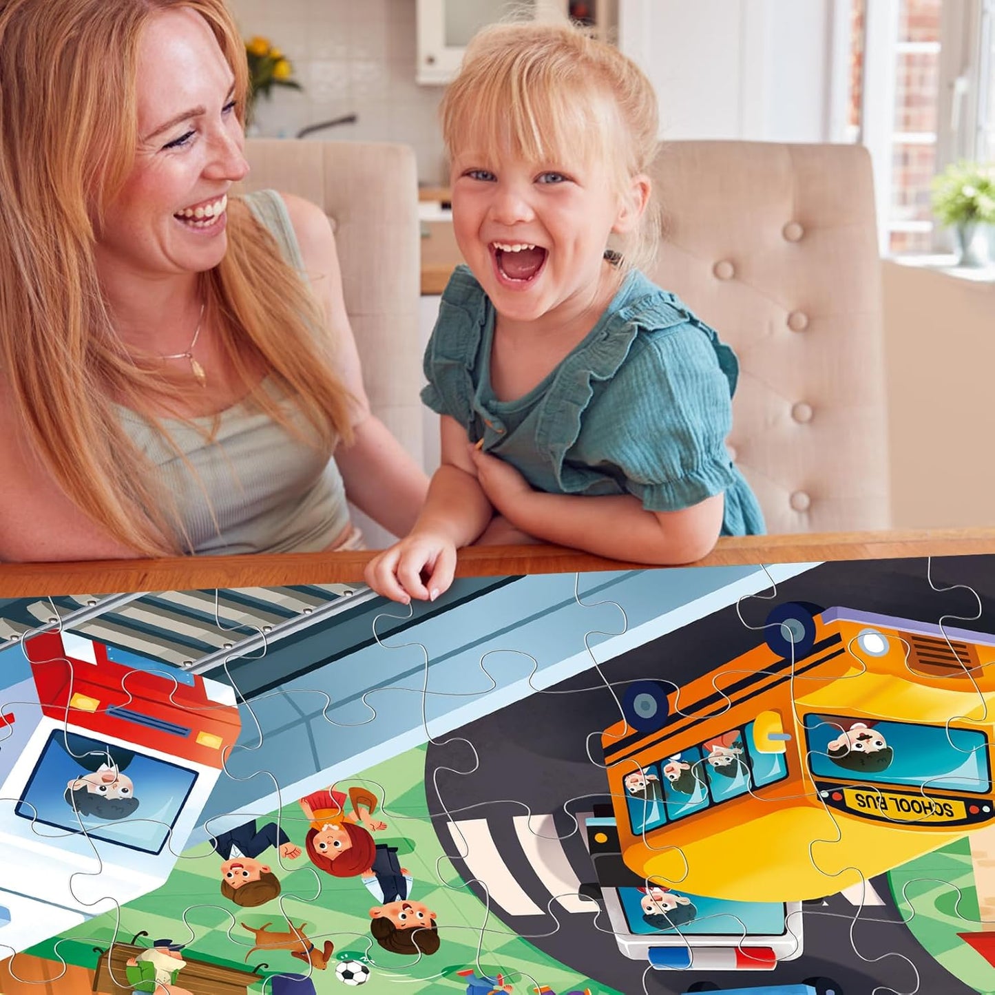Jumbo Floor Puzzle for Kids,Construction Site Jigsaw Large Puzzles,48 Piece Construction Vehicle Puzzle for Toddler Ages 3-5,Children Learning Preschool Educational Toys,Gift for 4-8 Years Old