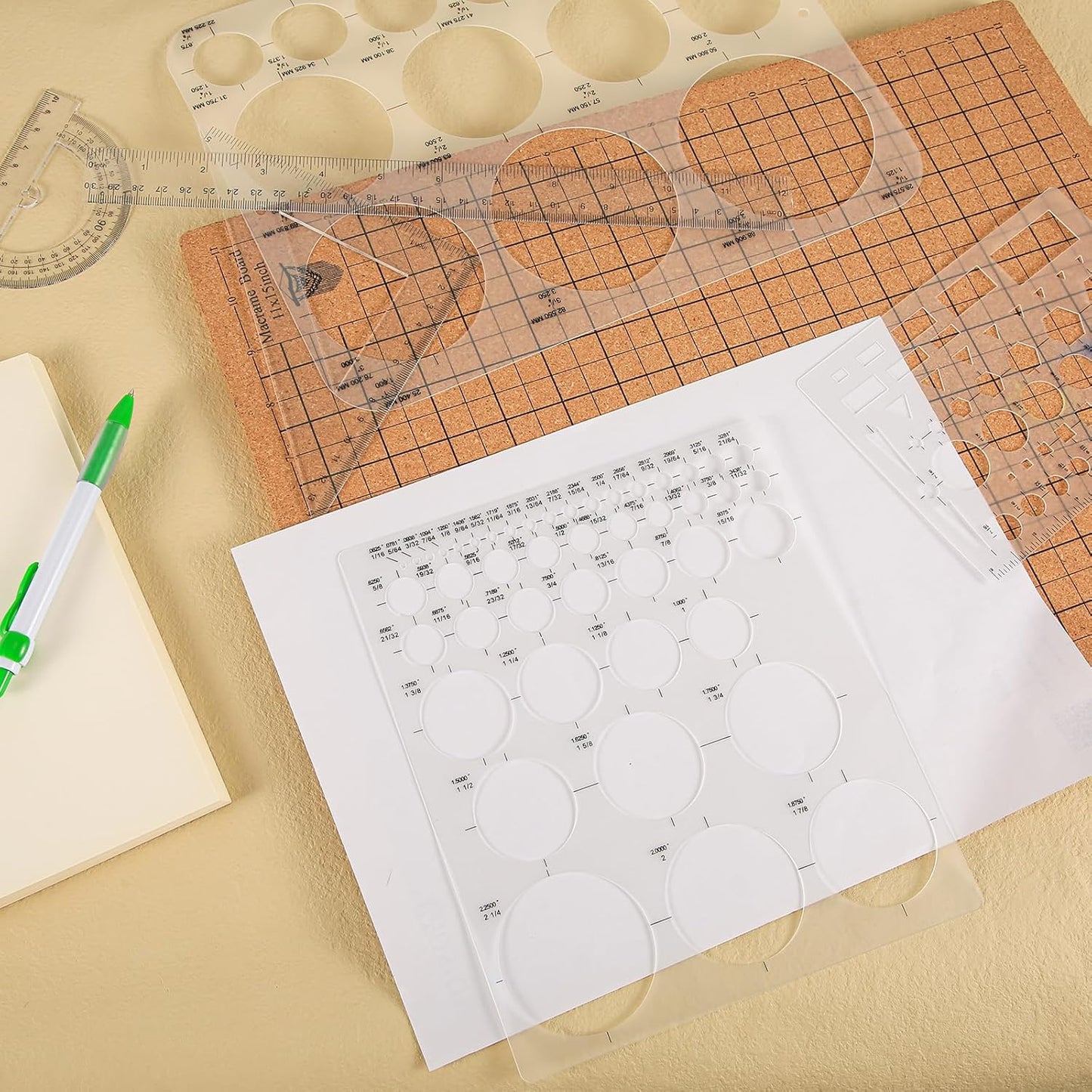 3pcs Circle Templates for Drafting - 3 Size Clear Stencils for Drawing Flexible Multifunctional Round Geometric Ruler Plastic Tracer Measuring Tool for Office School Building Formwork