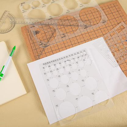 3pcs Circle Templates for Drafting - 3 Size Clear Stencils for Drawing Flexible Multifunctional Round Geometric Ruler Plastic Tracer Measuring Tool for Office School Building Formwork