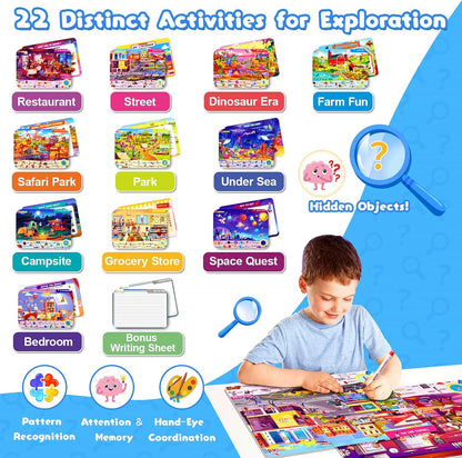 Baobrava Search and Find Book and Handwriting Practice Books Set, More Than 50+ Preschool Learning Activities for Toddler and Kids 3-8, Travel Games for Road Trip Car Airplane