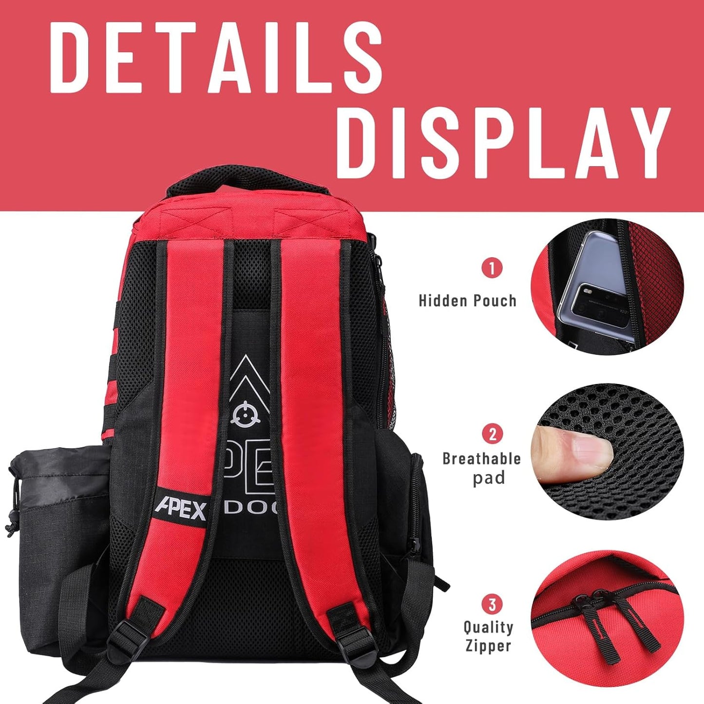 Disc Golf Bag, Large Disc Golf Backpack Holds Over 21 Discs, Durable & Lightweight with Multiple Storage Pockets