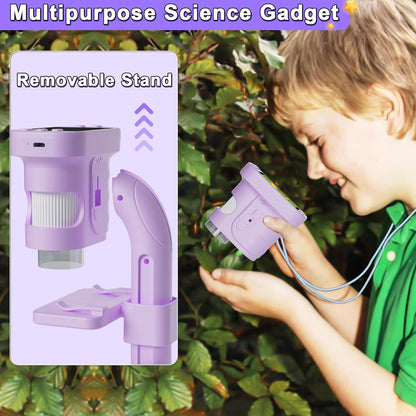 Kids Microscope - Mini Handheld Microscope for Kids, Portable Pocket Digital Toys for Girls Boys Birthday (Purple)