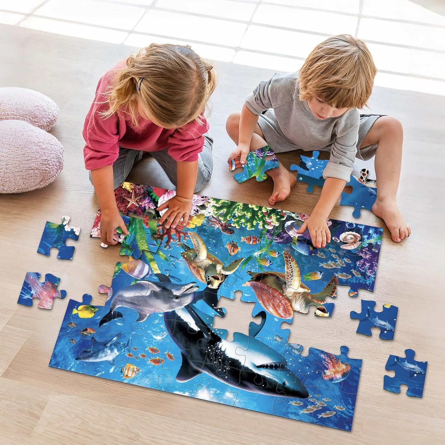 Jumbo Floor Puzzle for Toddlers, 48 Piece Puzzle Educational for Kids, 3 x 2 Feet Gaint Toy (Undersea)