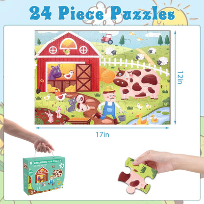 Jumbo Floor Puzzle for Kids, Large Jigsaw Puzzles 24 Piece for Kids Ages 3-5,Preschool Learning & Education Toys, Gifts for 4-8 Year Old Boys and Girls (Jungle Animals)