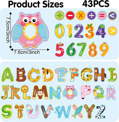 Magnetic Letters and Numbers for Fridge, Cute Colorful Animal Alphabet 26 Uppercase Letters 0-9 Numbers, Fridge Magnets Set for Learning Spelling Girls