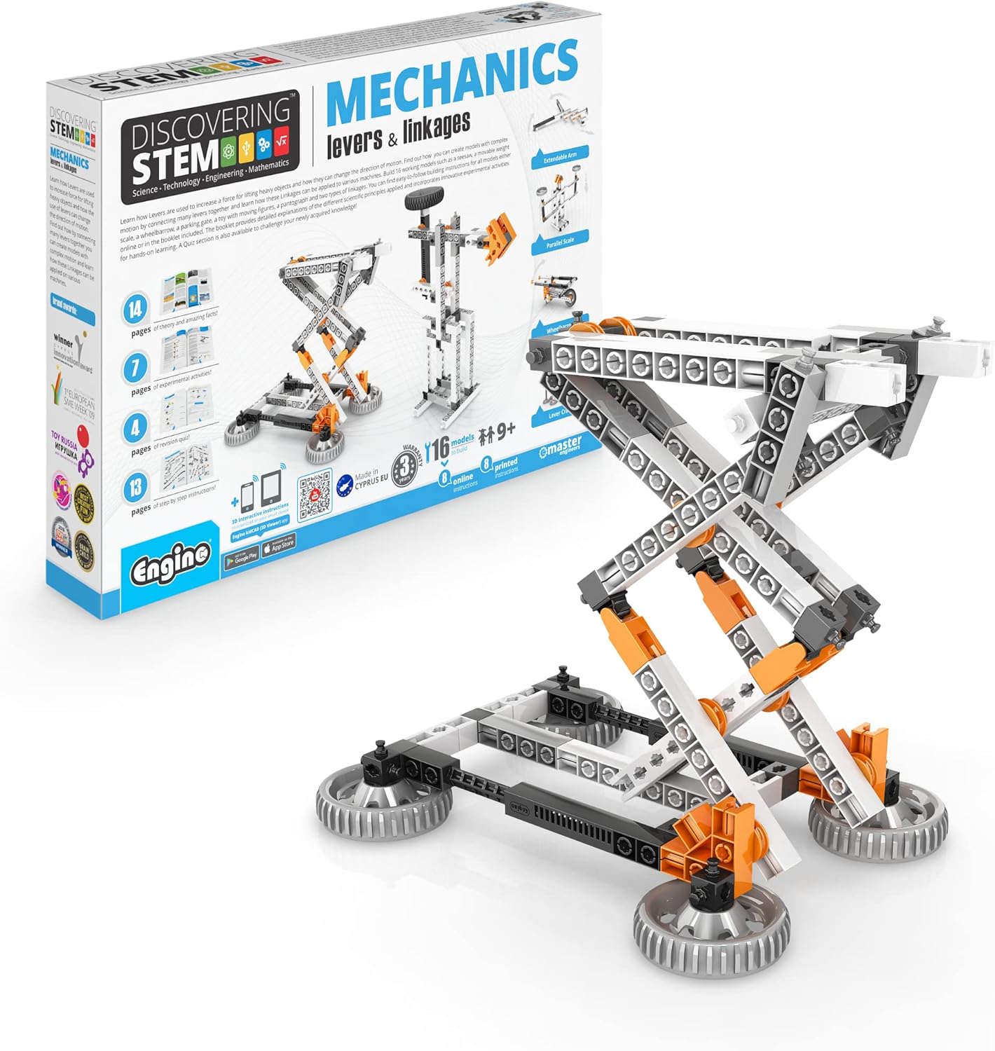 Engino- STEM Toys, Mechanics Cams & Cranks, Engineering Kit for Kids 9+, Learning & Education Set, Gifts for Boys & Girls, STEM Building Toys (8 Model Options)