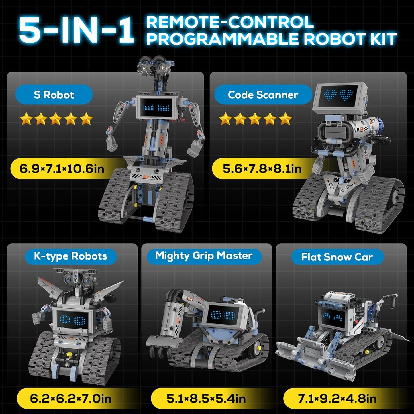 Robot Building Kit with APP/Remote Control STEM Gifts for Boys Age 8-16,Technic Coding Robotic Toys for Kids Birthday, Buildable 5in1 Models with 352+ Pieces