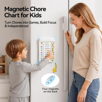 Magnetic Chore Chart for Kids, ADHD Tools for Kids to Do List Checklist Task Board Routine Chart Visual Schedule for Fridge with 10 Sliders and Magnetic Marker - White