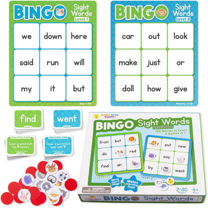 Bright Seed Sight Words Bingo Game for Kindergarten, Learn to Read Sight Word Cards, Word Games for Kids Ages 4-8, Bingo Sight Words Level 3&4, Laminated for Easy Clean