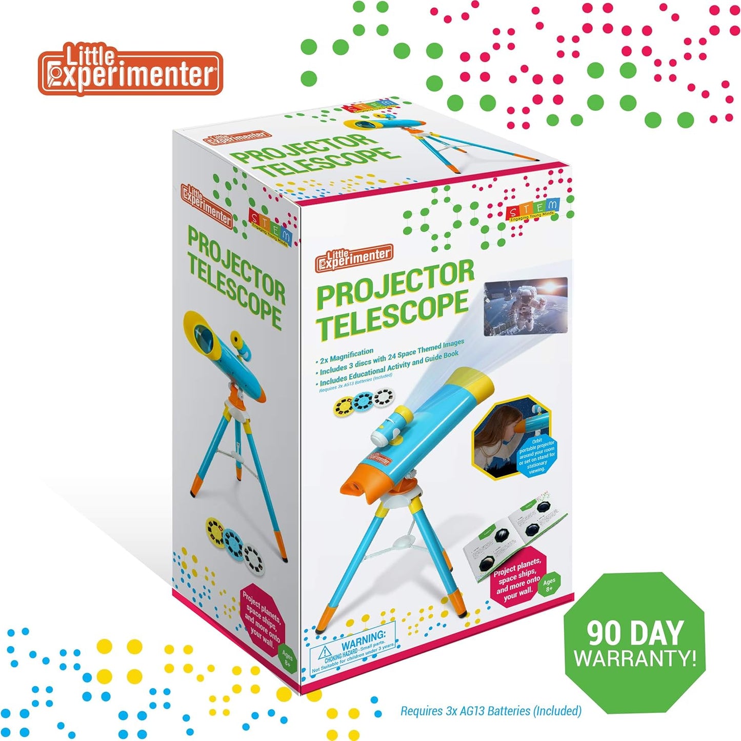 Little Experimenter Projector Telescope for Kids, Children's Telescopes & 24 Space Images, STEM Activity Science Toys, Gifts for Kids, Learning Gifts for Boys & Girls Ages 3 4 5 6-12 Year Old