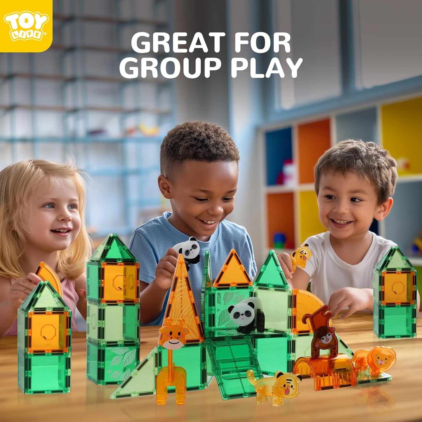 TOY Life 38 Pcs Magnetic Tiles Animals for Toddlers 3-5 Magnet Blocks for Kids Ages 4-8 STEM Magnet Tile Toys Building Tiles Set Christmas Birthday Gift for Boys and Girls