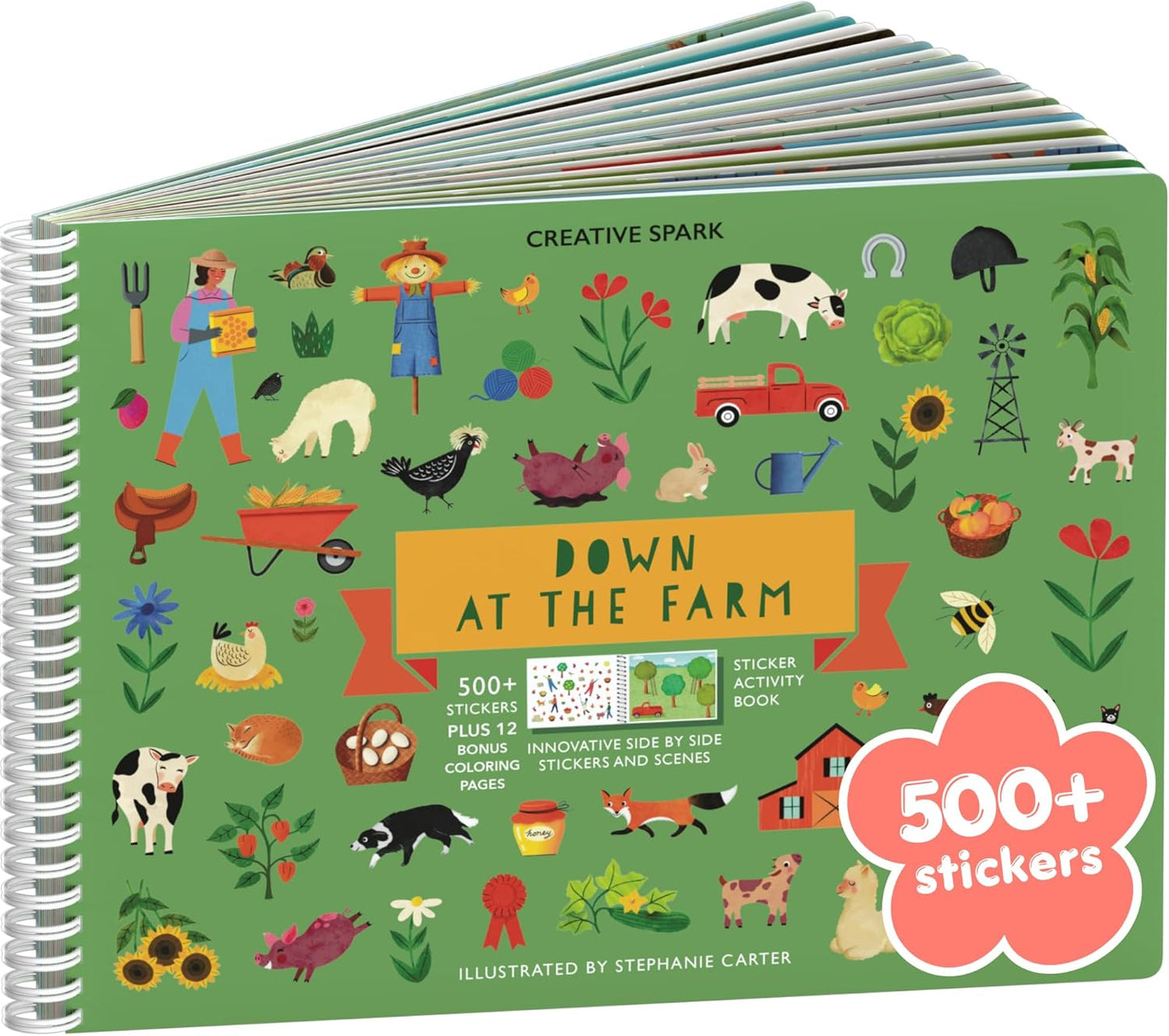 Animals Habitat 500+ Kids Sticker Book by Cupkin Toddler Airplane Travel Activity Coloring and Sticker Book, Road Trip Essentials, 12 Coloring Pages + 12 Scenes for Ages 2–8 Years - Colors B