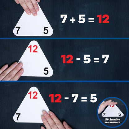 LEARNING ADVANTAGE Original Triangle Flash Cards - Addition and Subtraction - Set of 20 - In-Home Learning - Math Flash Cards
