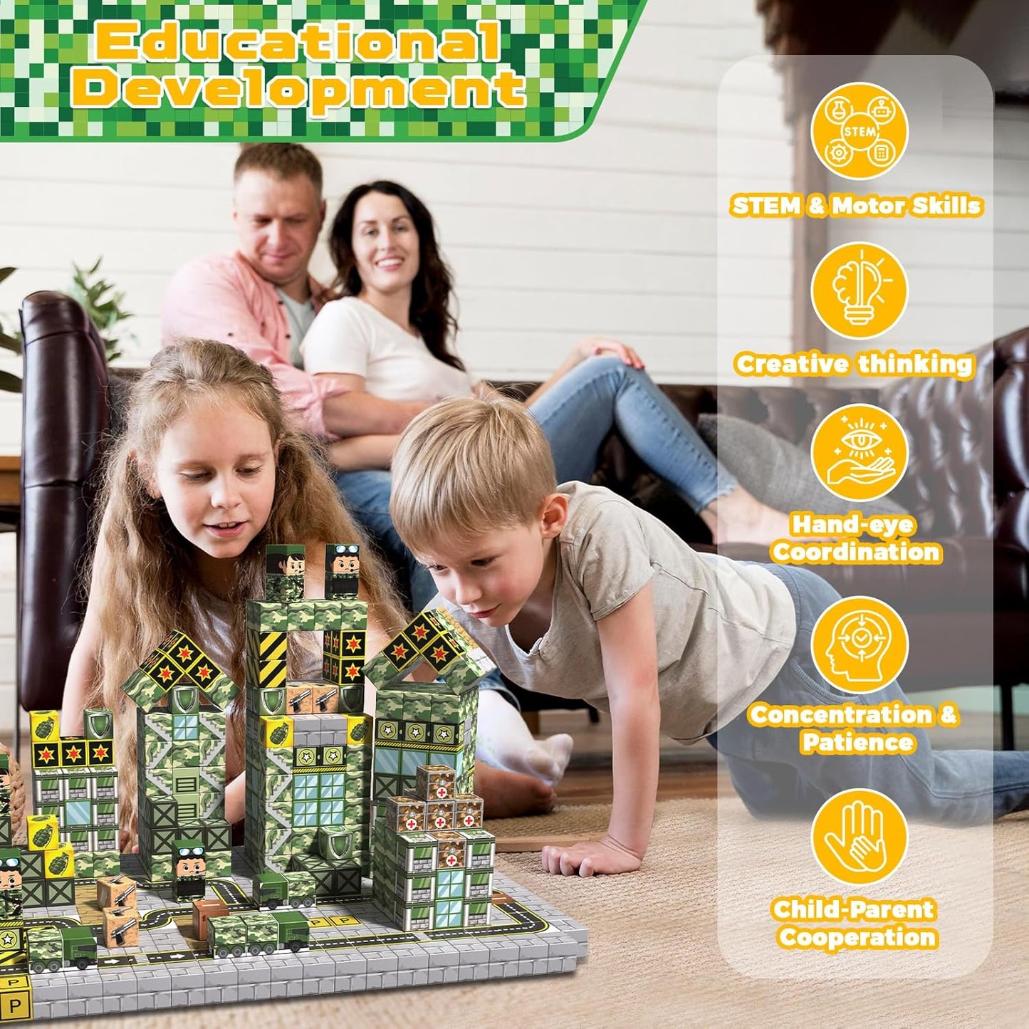 ToyUnited Magnetic Blocks-100PCS Magnetic Building Blocks Magnet Cube Toys Stacking,Build Forest World Set,STEM Montessori Sensory Toys for Kids Boys Girls Age 3 4 5 6 7 8 9 10 Easter Birthday Gift