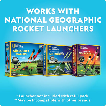 National Geographic Air Rocket Toy – Ultimate LED Rocket Launcher for Kids, Jump and Launch the Light Up, Air Powered, Foam Tipped Rockets up to 100 Feet