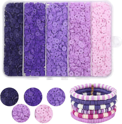 3500pcs Pink Clay Beads for Bracelets Making Kit, 6mm Heishi Polymer Flat Round Disc Clay Beads for Jewelry Making Pink