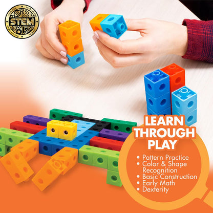 The Young Scientists Club STEM Cubes, Build, Learn & Create with 100+ Math Cubes Manipulatives, 4-in-1 Educational Games, Math Cubes for Kids Ages 4-8, Awesome Learn Through Play Toys