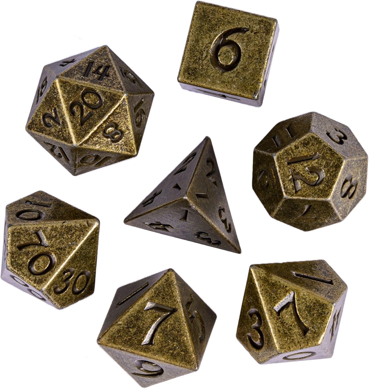 UDIXI Steampunk Metal Dice Set, 7 Die Polyhedral DND Dice Set for D&D Role Playing Game and Math Teaching (Ancient Copper)