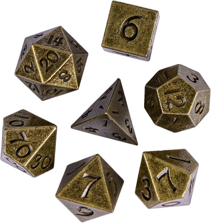 UDIXI Steampunk Metal Dice Set, 7 Die Polyhedral DND Dice Set for D&D Role Playing Game and Math Teaching (Ancient Copper)