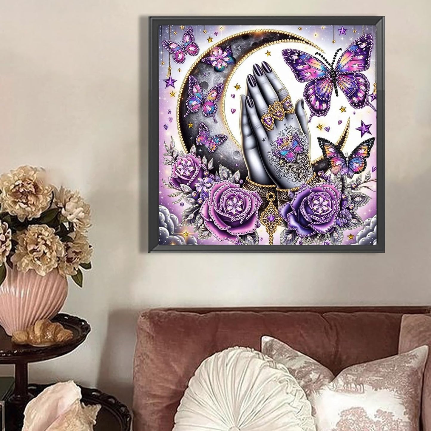 POETRYDRAW Pink Butterfly Special Shaped 5D DIY Partial Drill Diamond Art Painting Kit 30x30cm (Butterfly-1)