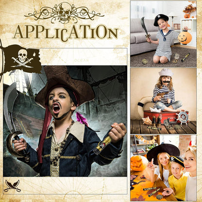 Gejoy 2 Pcs Pirate Accessories Set for Kids Mini Telescope and Compass Toy for Party Halloween Cosplay Antique Retro Plastic Pirate Party Supply Accessory Decor