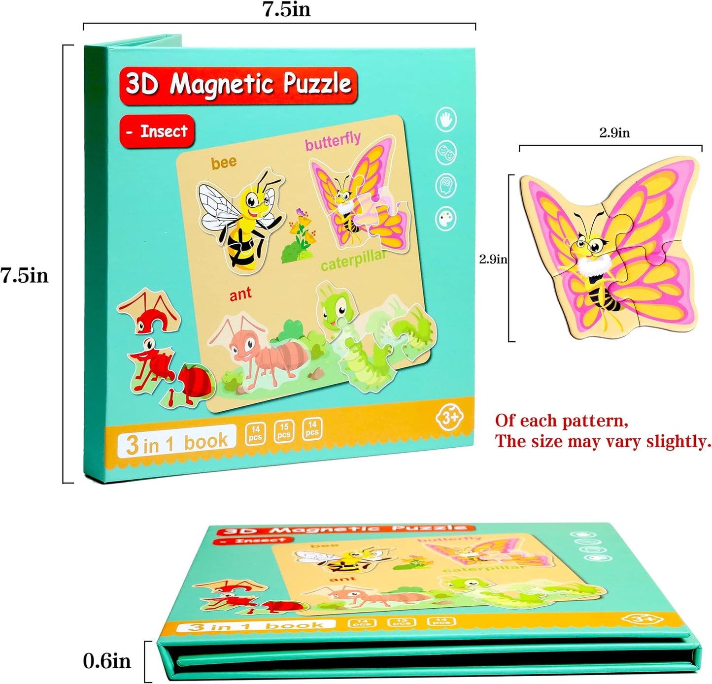 Magnetic Puzzles for Kids Ages 1-3, Travel Toddler Puzzles Ages 2-4 Year, Excavator Refrigerator Magnet for Kids Learning Gift for Road Trip